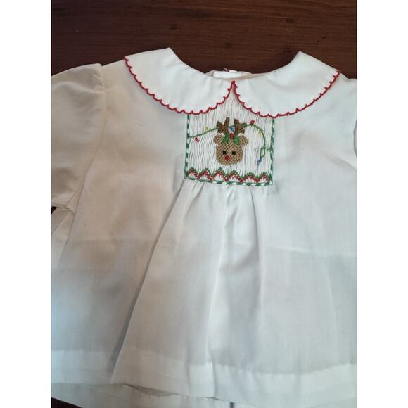 Petit Ami Christmas Santa Smocked Girls Green Check Diaper Set 3 Months $50 NWT - Picture 5 of 9